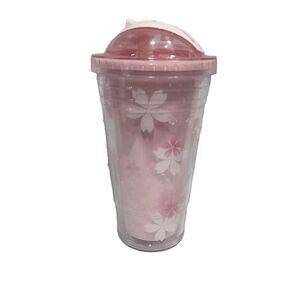 Sakura Pink Tumbler with Straw & Lid 24oz Coquette Aesthetic Floral Cup